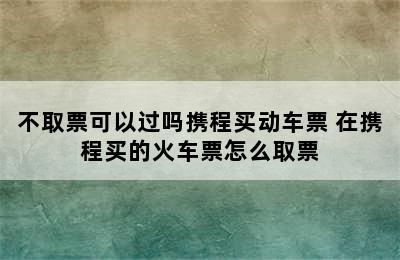 不取票可以过吗携程买动车票 在携程买的火车票怎么取票